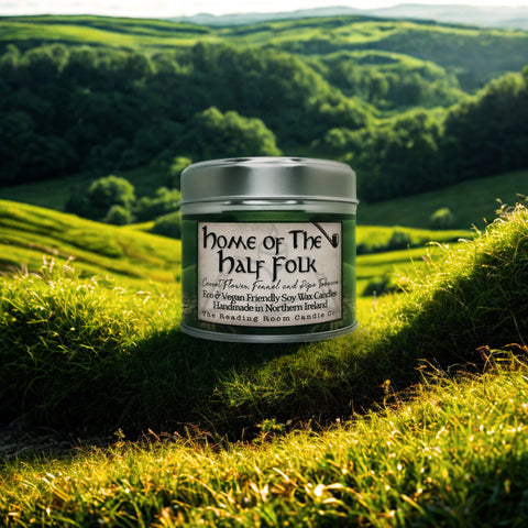 Home of the Half Folk Soy Wax Candle | Carrot Flower, Fennel and Pipe Tobacco Scent | Fantasy Inspired Vegan Candle with Wooden Wick