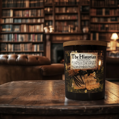 The Historian Candle Jar | Signature Collection Soy Wax | Silk Road Spices, Dried Citrus & Oriental Woods | Luxury History Inspired Wood Wick Candle