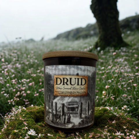 Druid Candle Jar - Moss Covered Standing Stones