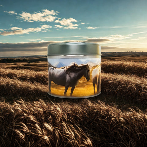Land of the Horse Lords Soy Wax Candle | Chamomile, Thyme and Meadow Grass Scent | Fantasy Inspired Wooden Wick Candle