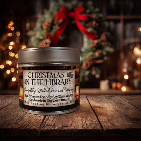 Christmas in the Library Soy Wax Candle - Limited Edition- Comforting Mulled Pear and Cranberry
