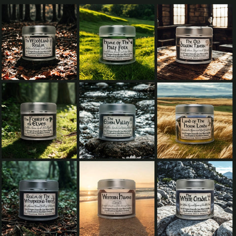 Complete Fantasy Candle Collection | 9 or 12 Scented Soy Wax Candles | Vegan Wooden Wick | Elves, Dragons, Forests, Taverns & Magic Inspired