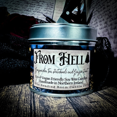 From Hell Candle- Gunpowder Tea Patchouli and Ginger Root