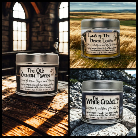 Land of the Horse Lords Soy Wax Candle | Chamomile, Thyme and Meadow Grass Scent | Fantasy Inspired Wooden Wick Candle