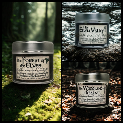 The Elvish Candle Collection – Trio of Fantasy-Inspired Soy Wax Candles | Large Elven Realm Scents