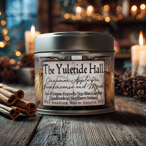 The Yuletide Hall Candle Tin- Signature Winter Collection-Limited Edition-Baked Apple Pie, Frankincense and Myrrh