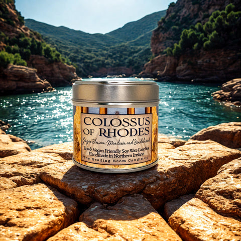 Colossus of Rhodes Soy Wax Candle Tin | Ancient Wonders | Ginger Blossom, Mandarin & Sandalwood