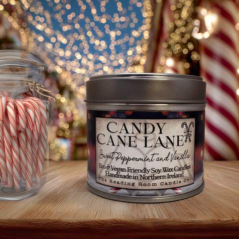 Candy Cane Lane Candle | Christmas Soy Wax | Peppermint, Vanilla & Spun Sugar |  NEW SCENT 2025