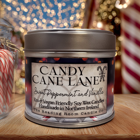 Candy Cane Lane Candle | Christmas Soy Wax | Peppermint, Vanilla & Spun Sugar |  NEW SCENT 2025