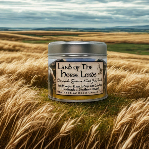 Land of the Horse Lords Soy Wax Candle | Chamomile, Thyme and Meadow Grass Scent | Fantasy Inspired Wooden Wick Candle