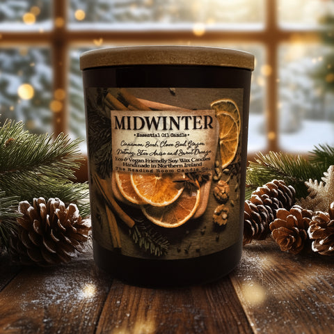 Midwinter- Essential Oil Candle-Limited Edition-Cinnamon Bark, Clove, Ginger, Nutmeg, Star Anise and Sweet Orange