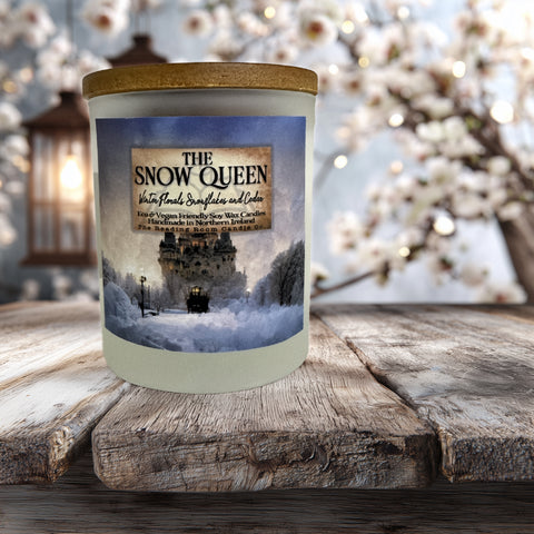 The Snow Queen Tin Candle Jar | Limited Edition Soy Wax | Winter Florals, Snowflakes & Cedar