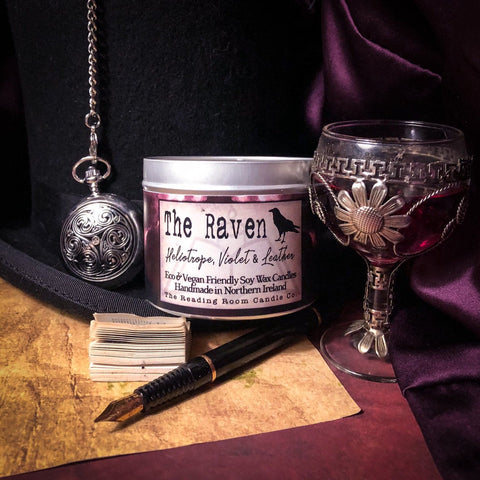 The Raven Candle-Heliotrope, Violet & Leather