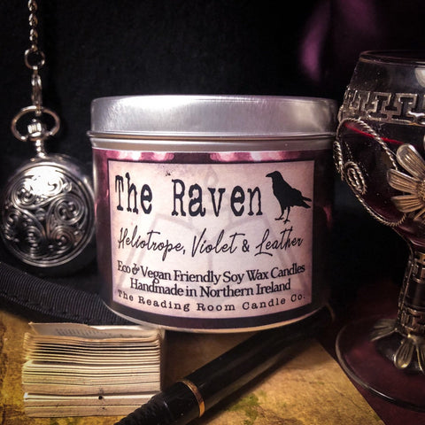 The Raven Candle-Heliotrope, Violet & Leather