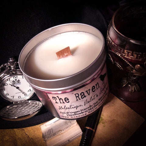 The Raven Candle-Heliotrope, Violet & Leather