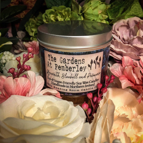 The Gardens at Pemberley Candle- Pride & Prejudice Inspired-Hyacinth, Bluebell and Primrose