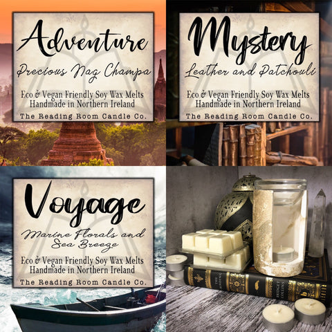 The First Page Quest Collection- Multi-pack of Pure Soy Wax Melts-Mystery, Adventure, Voyage
