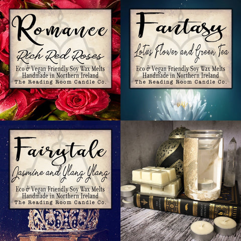 The First Page Floral Collection- Multi-pack of Pure Soy Wax Melts-Romance, Fairytale and Fantasy